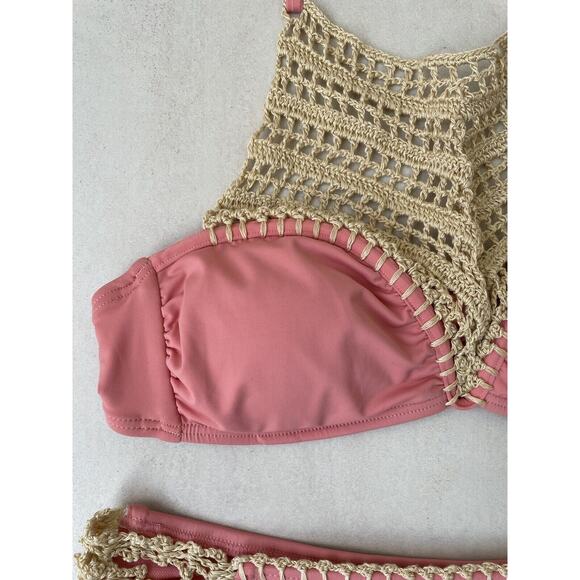 Bikini Lab Swim Bikini Halter Crochet Swimwear - Picture 3 of 10